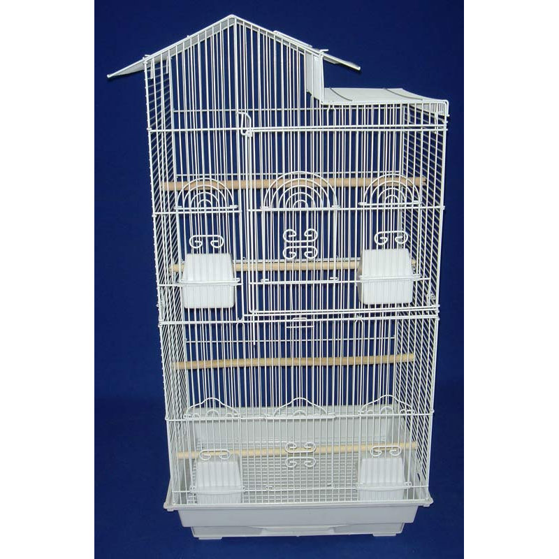 Cage à oiseau avec 4 mangeoires, Blanc