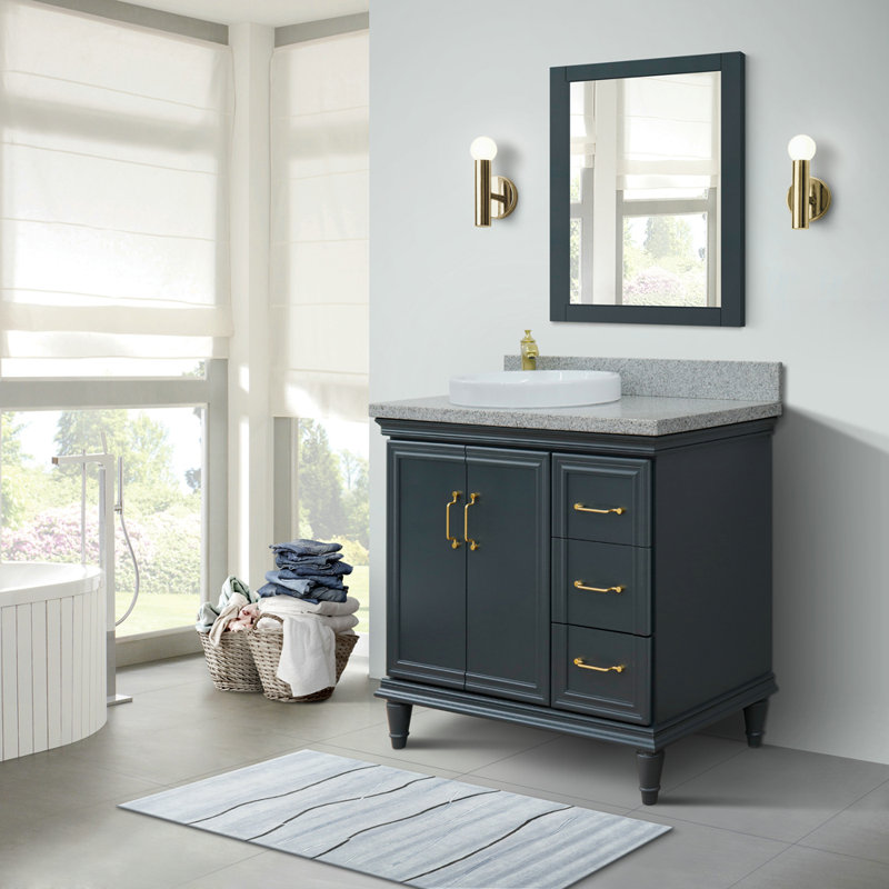 Ensemble de meuble-lavabo simple 37 po Liddington, Gris foncé