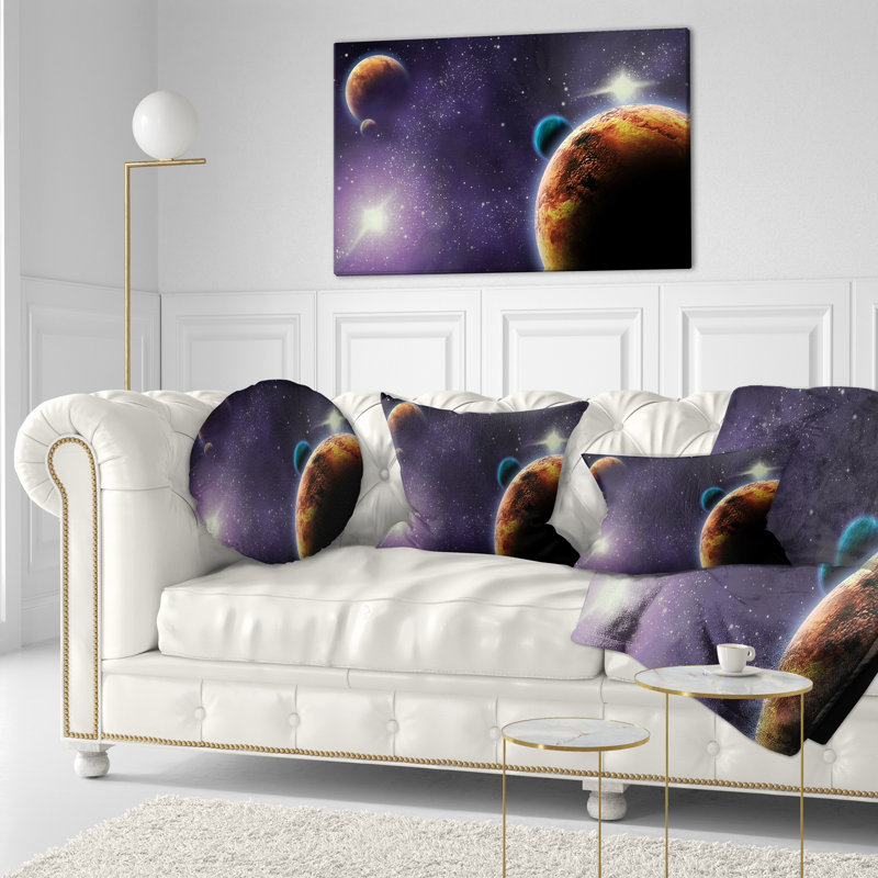 Coussin décoratif Planets in Deep Dark Space - Landscape