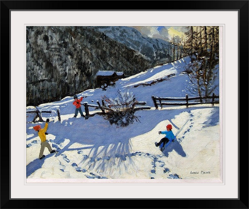 «Snowballers Zermatt» par Gonzalez, reproduction d'art, H 8 po x l 10 po x P 1,5 po, Toile