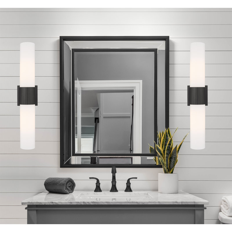 Éclairage pour meuble-lavabo mural 2 lumières 12 "Bolivar, Blanc, Noir mat