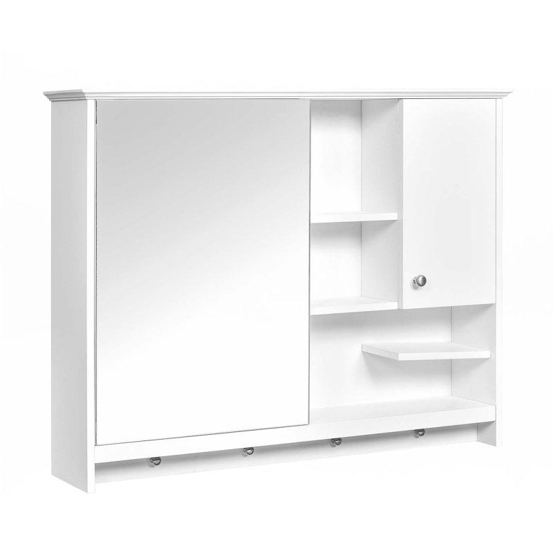 Pharmacie murale 36 pouces avec porte miroir et tablette ajustable, Blanc