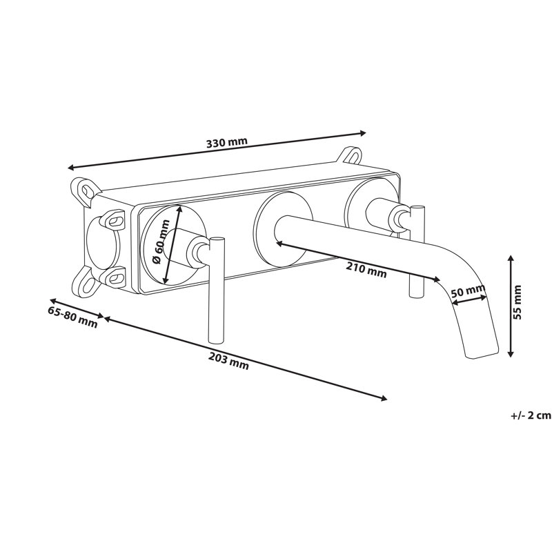 Wall Mounted Basin Mixer Tap Brass, Silver