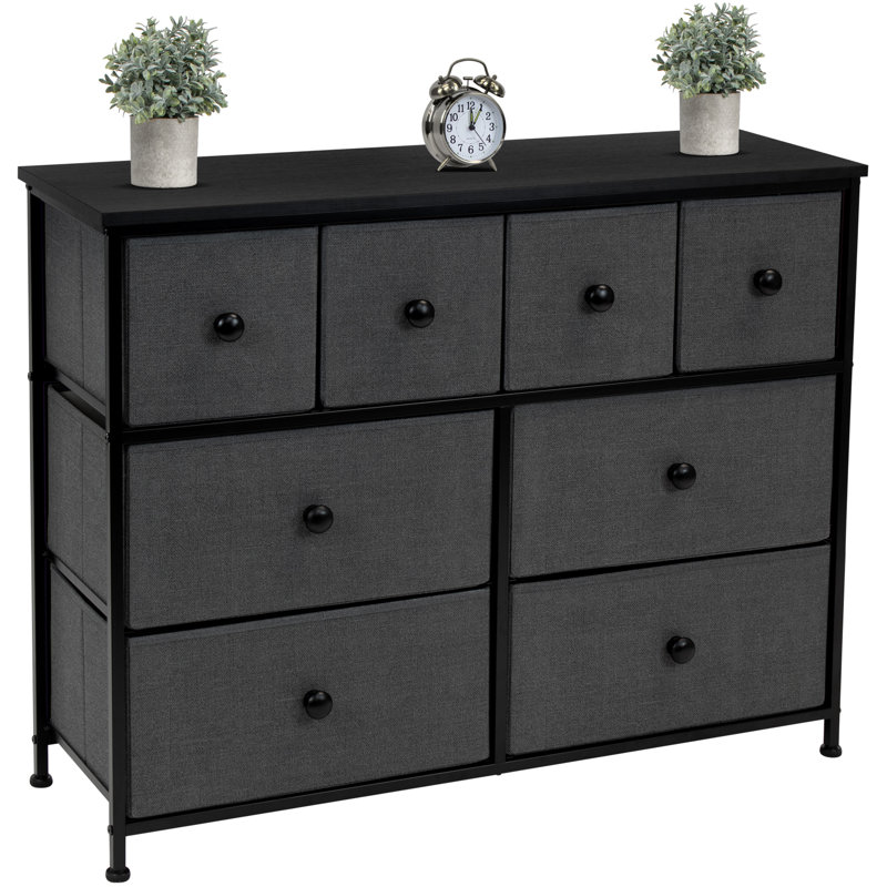 Commode 8 tiroirs avec poignée Sorbus, Noir / gris foncé