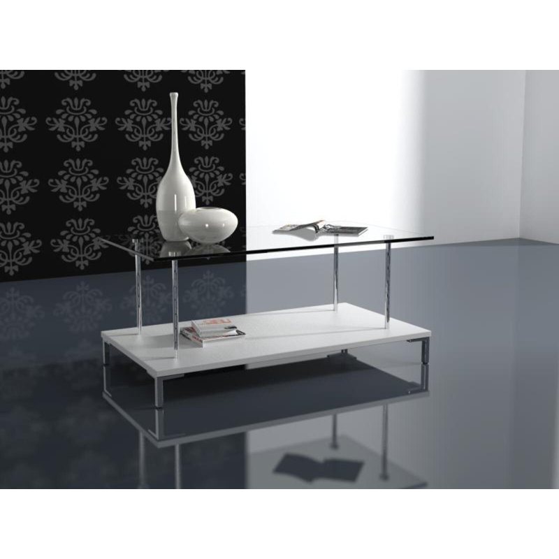 Chezney Four Leg Coffee Table with Storage, White