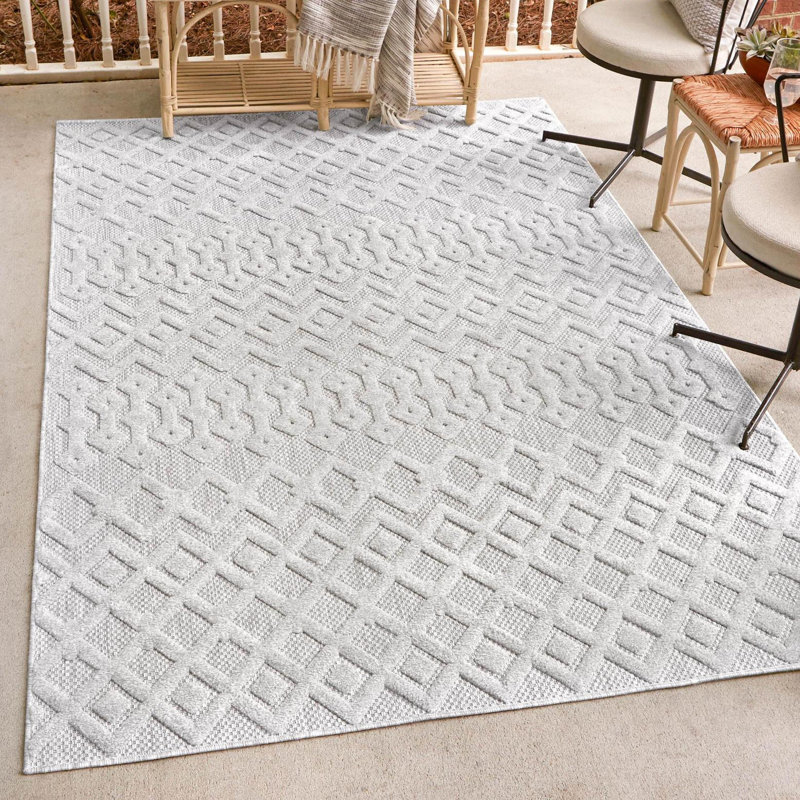 Tapis intérieur / extérieur gris Grindle, Rectangle 6 pi x 9 pi