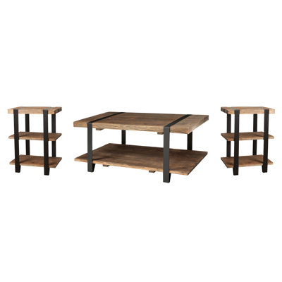3 - Piece Solid Wood Top Living Room Table Set