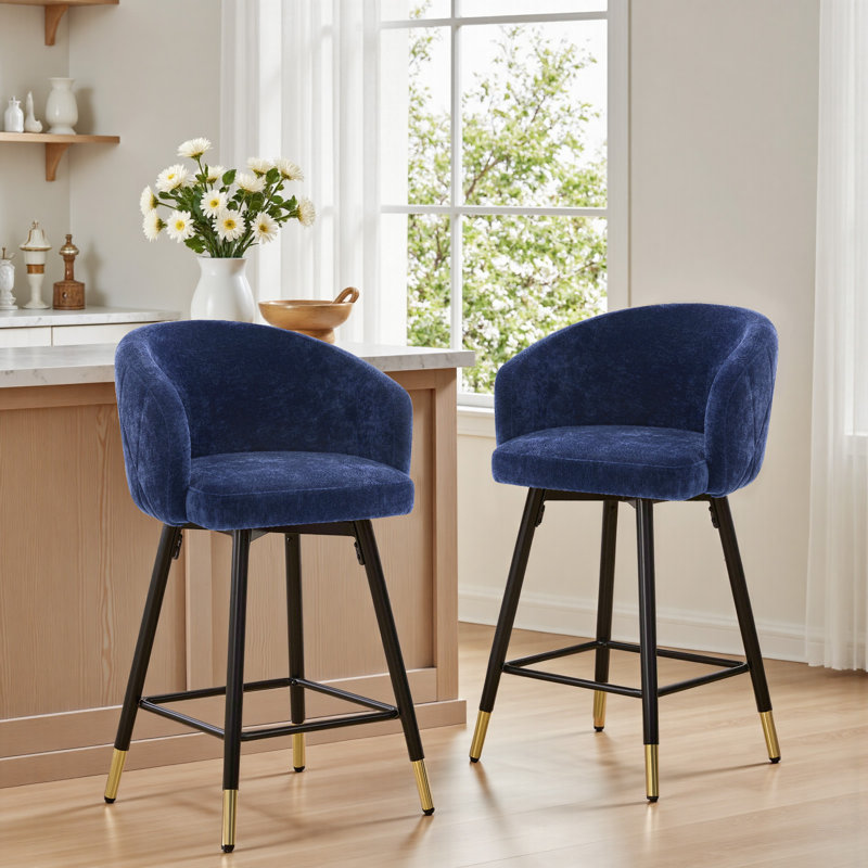  Tabouret de bar et de comptoir pivotant 26 po avec structure en métal, Bleu