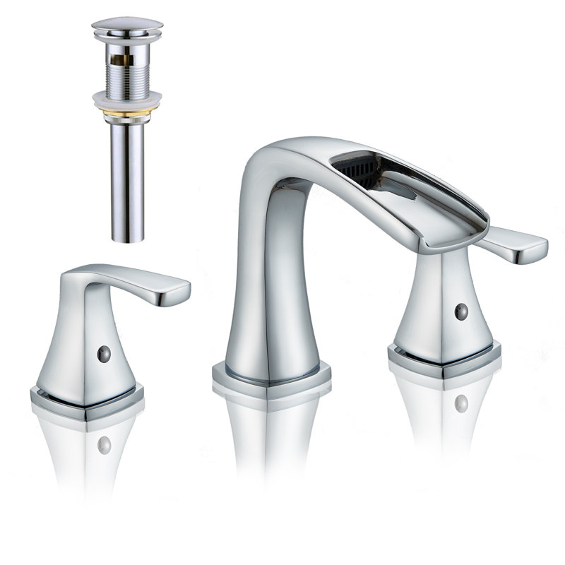 Widespread 2-handle Bathroom Faucet with Drain Assembly, Chrome