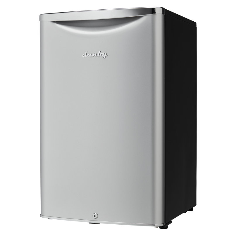 Silver and Black 4.4 cu. ft. Freestanding Mini Fridge with Chrome Handle