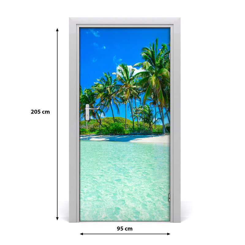 Tropical Beach Door Decal, 205cm H x 95cm W