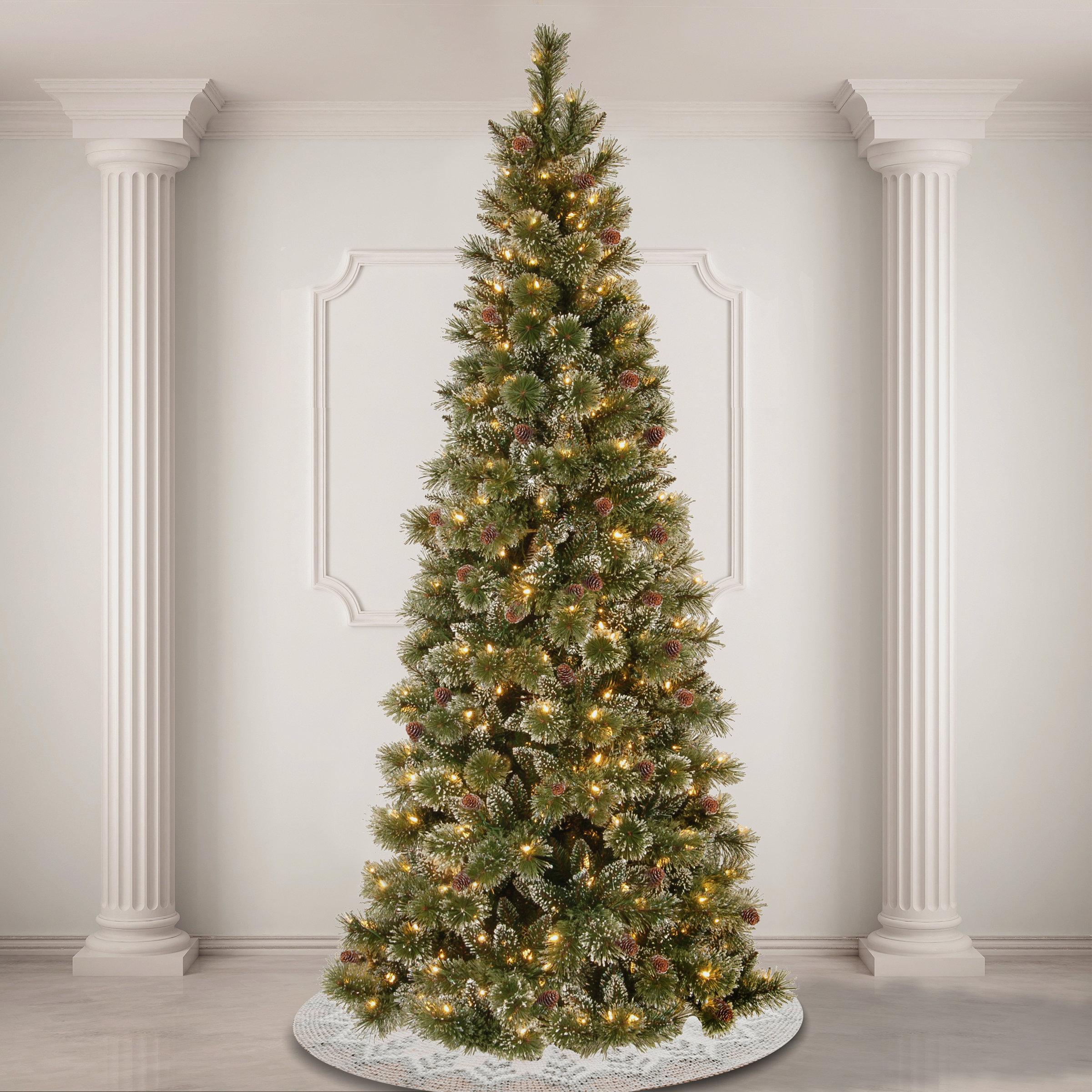 7.5 ft. Pre-Lit Shimmering Pine Slim Tree with Clear Lights main image 1