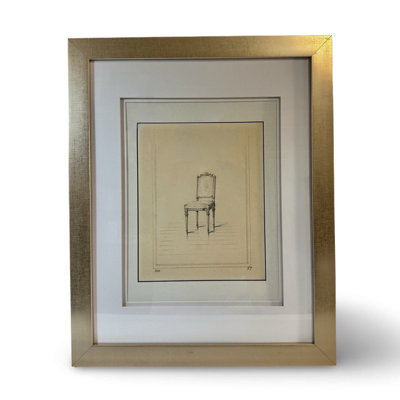 The Paris Apartment Collection Antique Sketch No. 908: Louis XVI Vanity Chair with Flower Basket Back, Paris Atelier Drawing