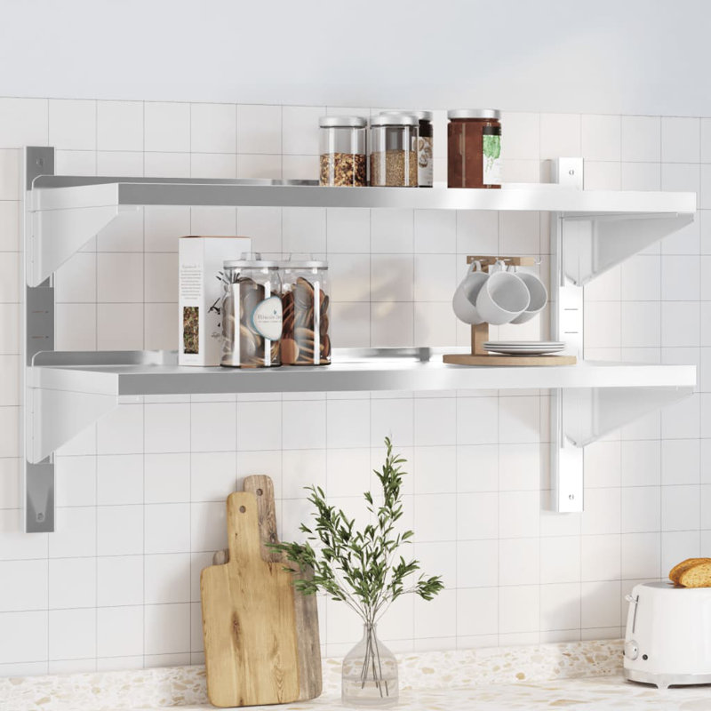 Alisone Stainless Steel Bracket Shelf, 60cm H x 100cm W x 40cm D
