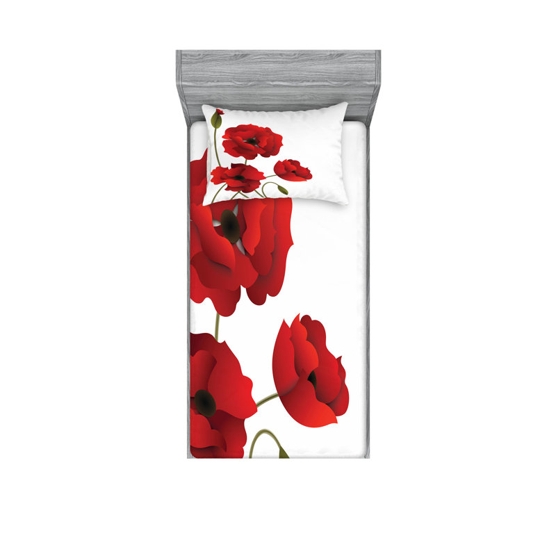 Drap-housse et coussin décoratif Ambesonne, Ensemble de draps pour lit simple + 5 pièces supp