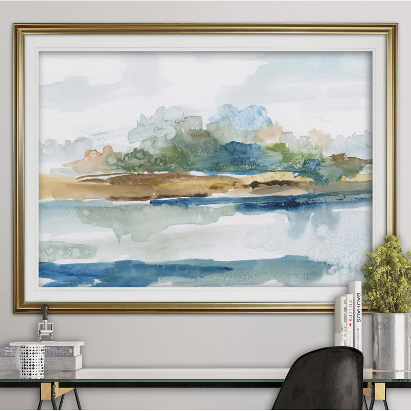 Alexandrine Blue Solace - reproduction de cadre photo, Or, H 28 po x l 38 po x P 1,5 po