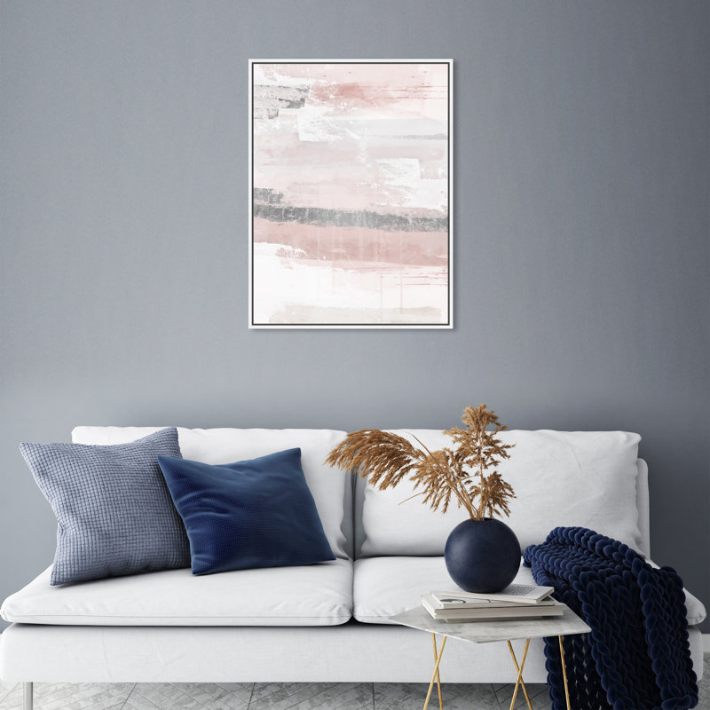Éléments sophistiqués rosés - peinture, Toile blanche encadrée, H 24 po x l 20 po