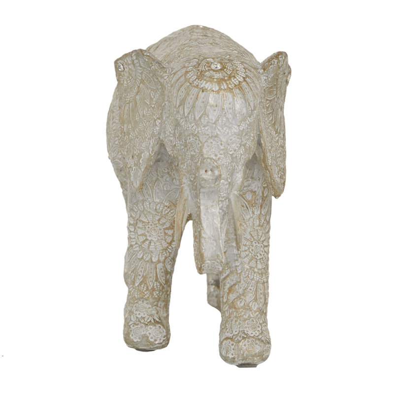 Polystone Elephant Decorative White Sculpture
