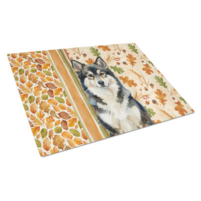 Finnish Lapphund Heirloom Fall Glass Cutting Board