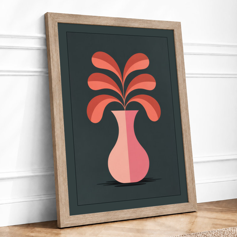 Potted Bloom Minimalist - Print, Oak, A4 - 29.7 x 21.0 cm