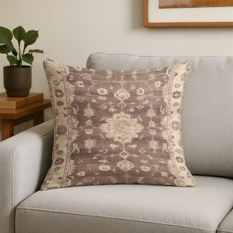 Coussin décoratif d'intérieur et d'extérieur Overdyed, Carré 16 po, Beige aspect rétro 385