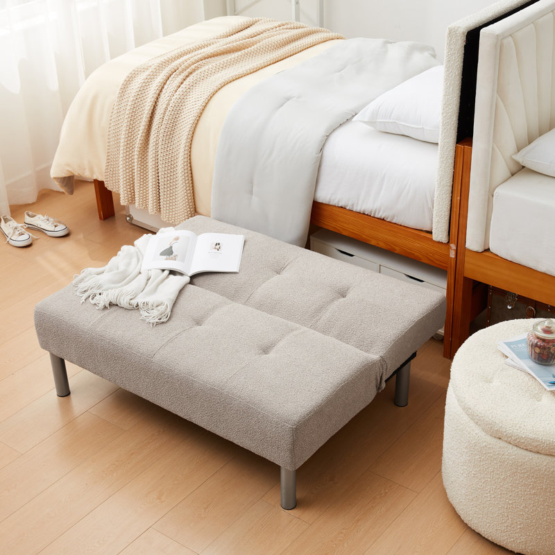 47'' Upholstered Convertible Sofa, Taupe Boucle