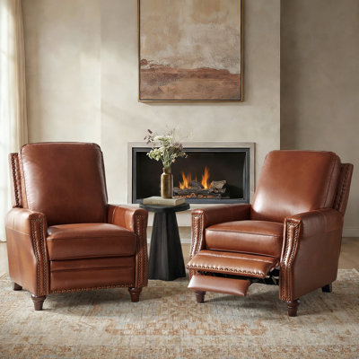 Andrena 32''W Genuine Leather Recliner with Nailhead Trim