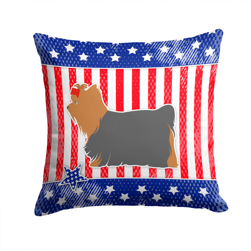 Patriotic Indoor/Outdoor Throw Pillow, 14" H x 14" W x 3" D