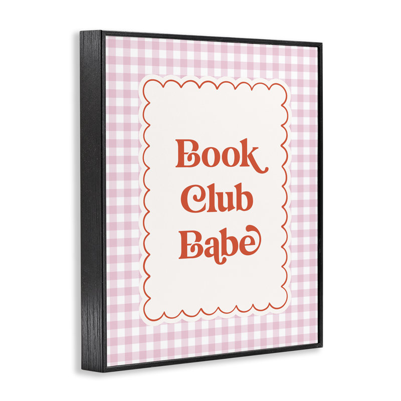 Book Club Babe Gingham, estampe numérique, design par Nadia Hassan, H 14 po x l 11 po, Giclée encadrée noir minuit