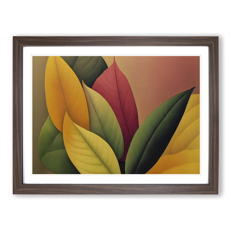 Refined Leaf - Single Picture Frame Painting, 25cm H x 34cm W x 2cm D, Walnut Framed