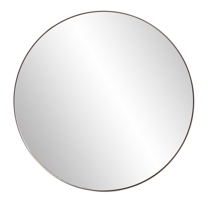 Angellia Metal Round Wall Mirror, Brushed Brass