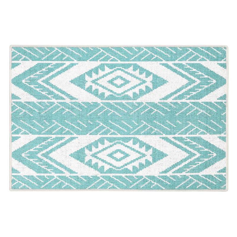 Berlauda Geometric Non-Skid Kitchen Mat, Teal