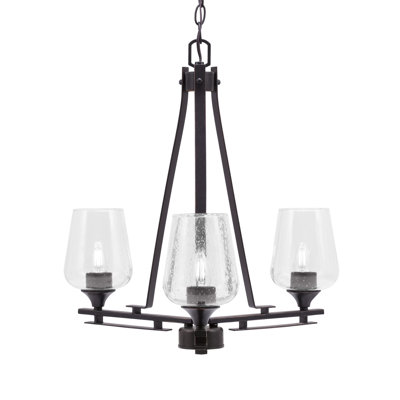 Lustre 3 lumières Uptowne illustré en finition granite foncé avec verre transparent de 5 po