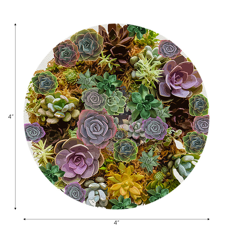 Sous-verres ronds succulents en cuir végétalien blanc, Blanc