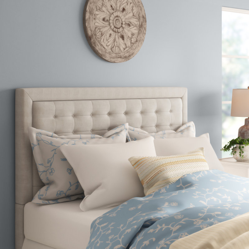 Tête de lit tapissier Kaster, Double, Gris foncé