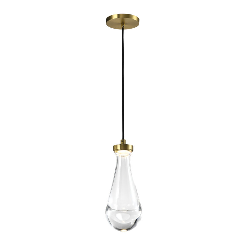 Mini-luminaire suspendu 1 lumière DEL 3cc, Laiton vieilli