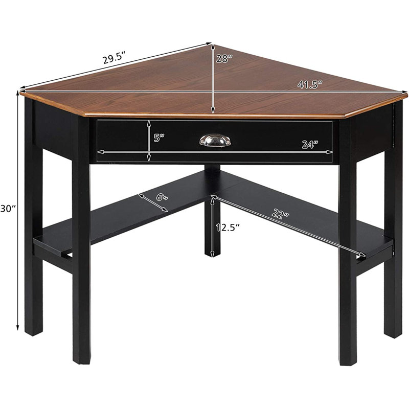 Fedde Corner Computer Desk, Brown, Black