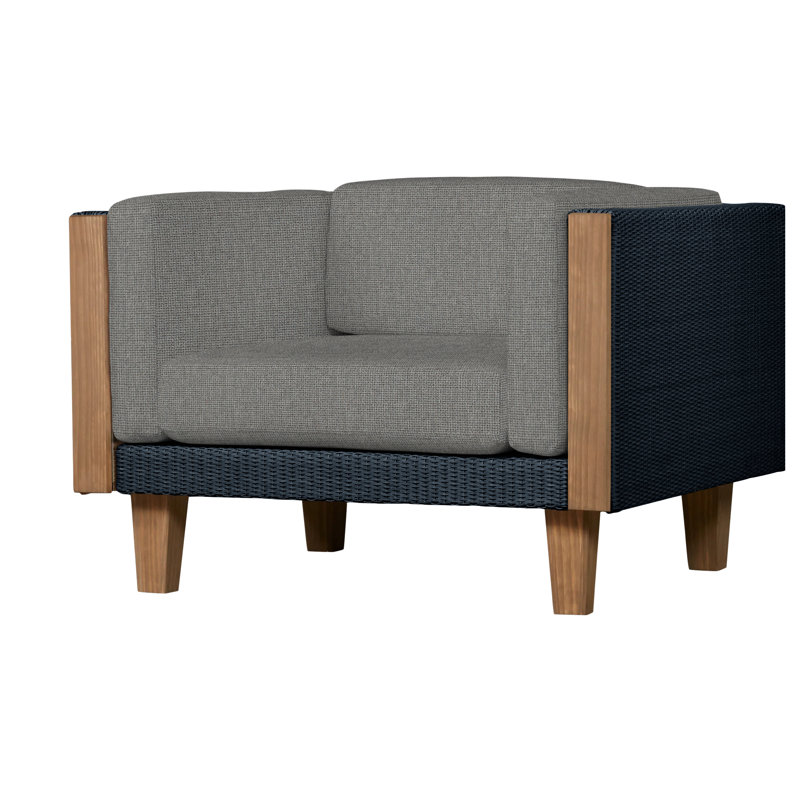 Catalina Outdoor Teak Lounge Chair, Bamboo Bay Sky, Ebony