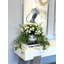 Budding Hydrangea Arrangement In Rippled Vase With Tradescantia And Fern