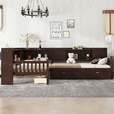 L-Shaped Platform Bed With Trundle