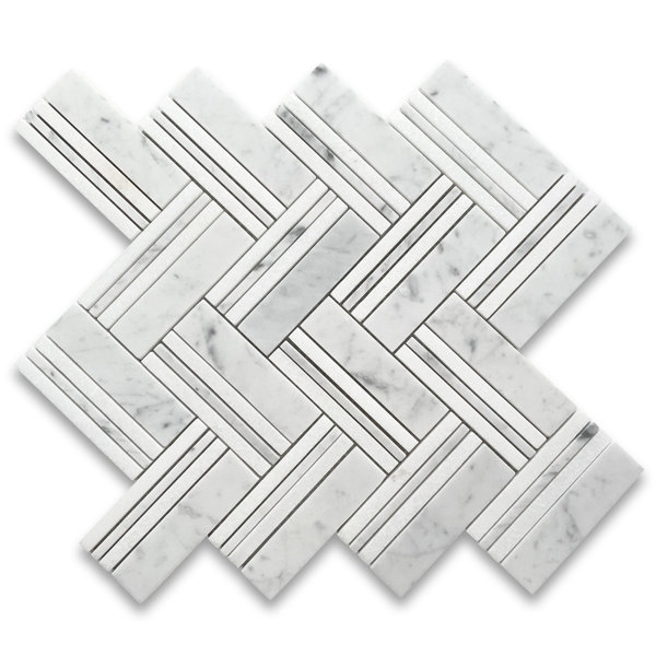 11" x 12" Marble Herringbone Mosaic Wall & Floor Tile