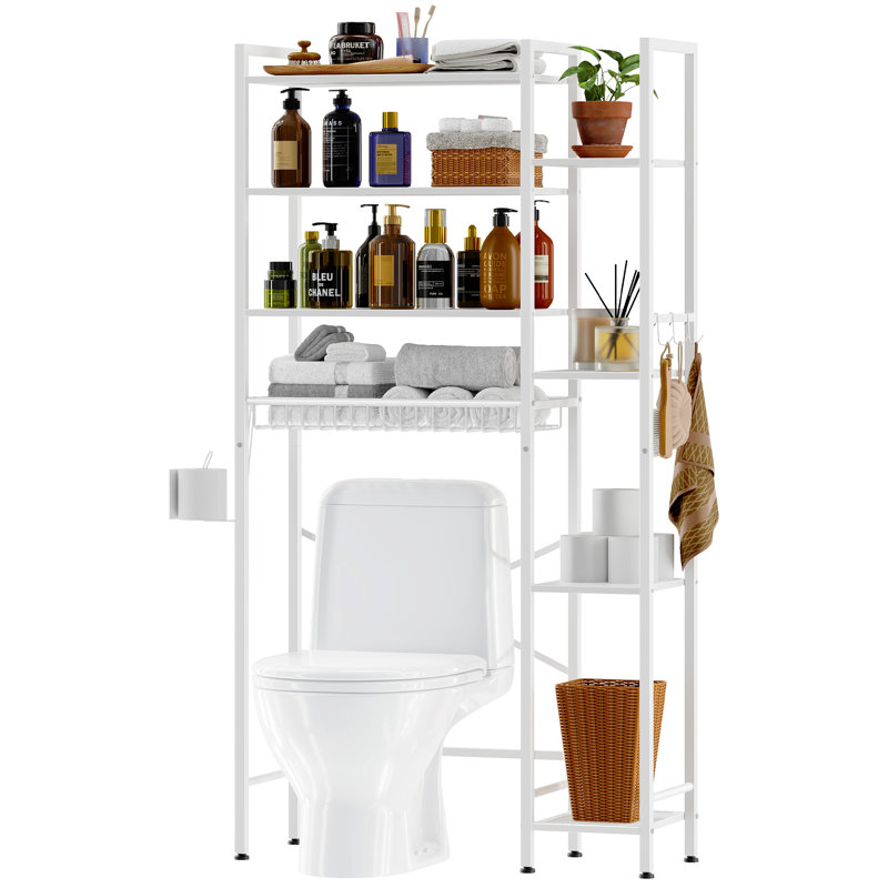 Rangement autoportant au-dessus de la toilette avec 8 tablettes Lowis, Blanc
