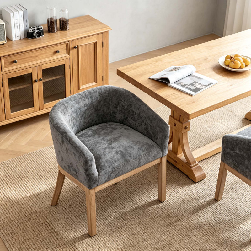 Modern Upholstered Barrel Dining Chairs, Gray