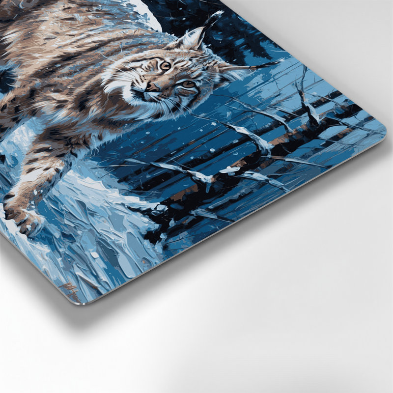 «Big Cats Canadian Lynx», art mural en métal bleu