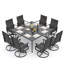 Ensemble repas pour 8 personnes avec fauteuils pivotants 360 ° et table en métal-134077995
