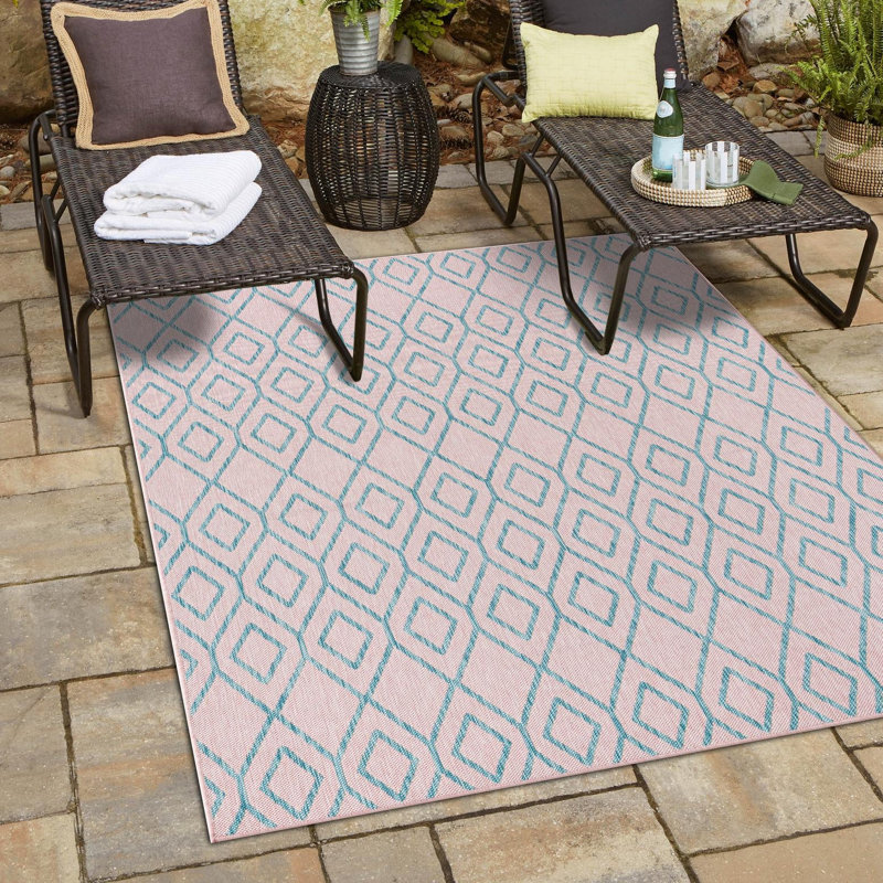 Tapis intérieur / extérieur Turks and Caicos, Bleu, Rectangle 2 pi x 3 pi 1 po
