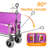 3-in-1 Collapsible Wagon Converts to Bench Convertible Folding Wagon Cart with Rear-Mounted Folding Tabletop, 500lbs Heavy-Duty, 180L Capacity for Camping, Beach, Garden, Fishing-Purple-136128579