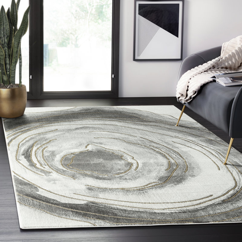 Tapis gris et doré Abani Nedrud LUN310A, Rectangle 5 pi 3 po x 7 pi 6 po