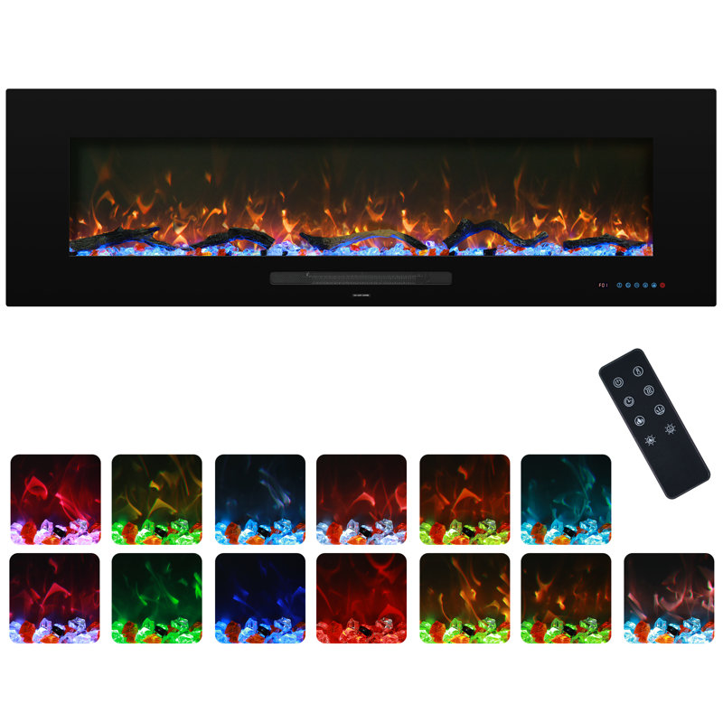  Recesses and Wall Mounted Electric Fireplace inserts, 18.34" H x 60" W x 5.46" D