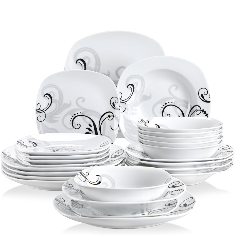 Piece Porcelain China Dinnerware Set - Service for 6
